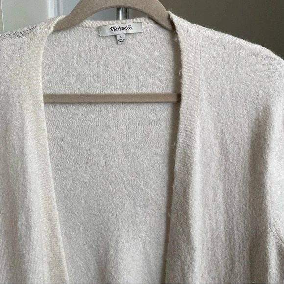 Madewell Kent Colorblock Cardigan Sweater in Coziest Yarn Bright Ivory Sz Small - Picture 10 of 11